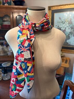 Russell Hampton vintage silk international rotary flag scarf wrap